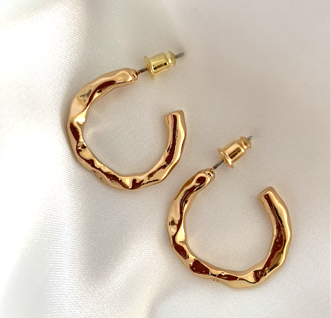 gold-hammered-crinkle-hoops-earrings